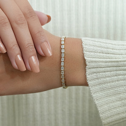 East West Emerald Cut Lab Grown Diamond Tennis Bracelet Bracelet