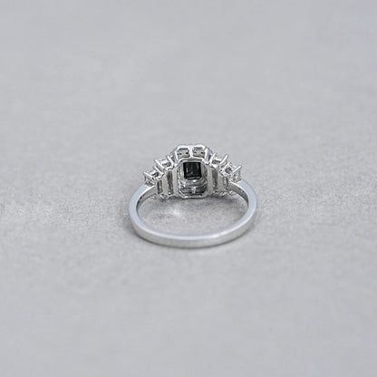 Black Emerald Cut Accent Diamond Engagement Ring Rings