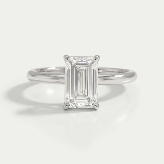 Emerald Cut Lab Diamond Solitaire Engagement Ring Ring