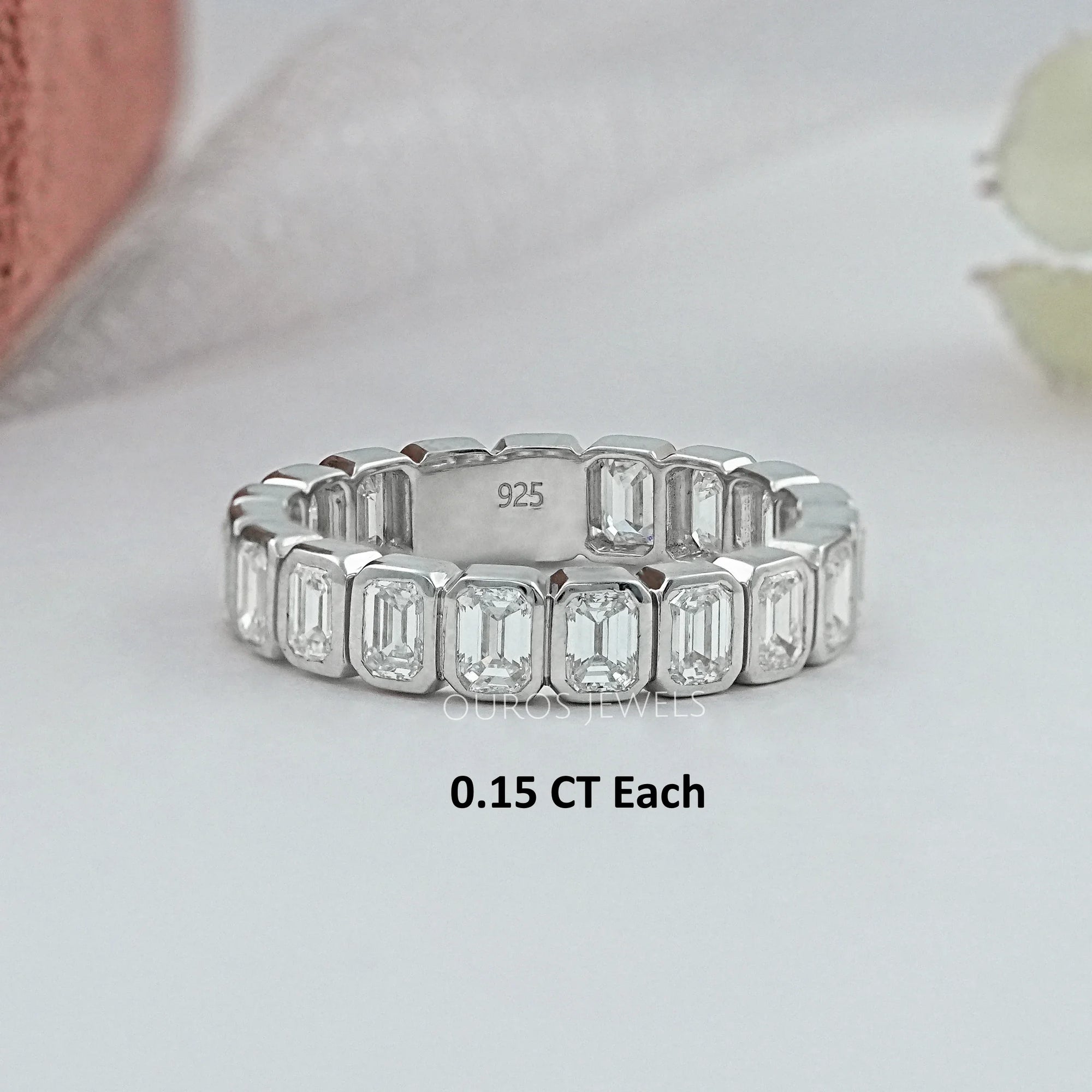 Bezel Set Emerald Cut Full Eternity Wedding Band