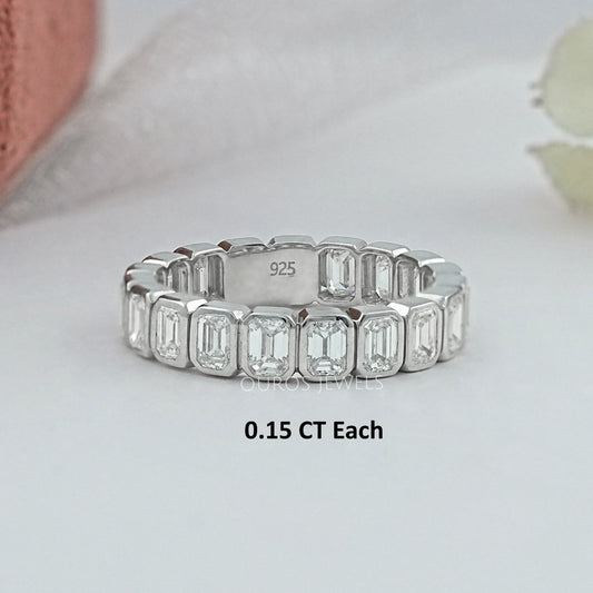 Bezel Set Emerald Cut Full Eternity Wedding Band