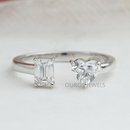 Emerald & Heart Cut Lab Grown Diamond Toi Et Moi Ring