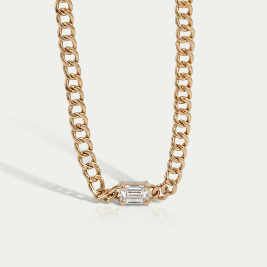 Emerald Cut Cuban Link Necklace For Men's Necklaces