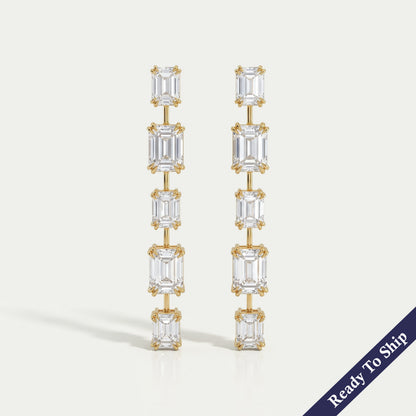 Emerald Lab Diamond Liner Drop Earrings Earring