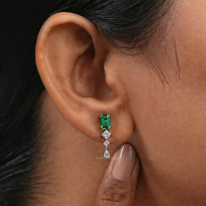 Gemstone  Emerald  Multi  Shape  Drop Earrings