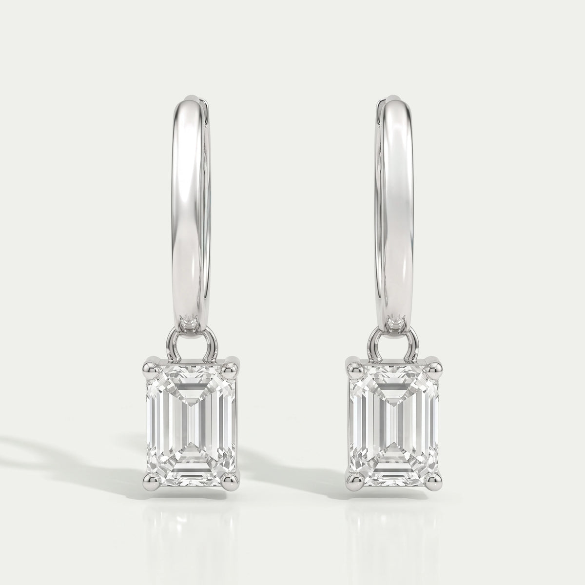 Emerald Lab Diamond Dangle Hoop Earrings Earrings