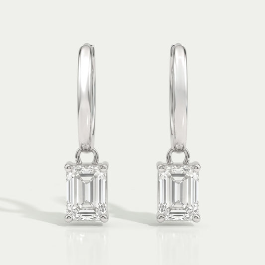 Emerald Lab Diamond Dangle Hoop Earrings Earrings