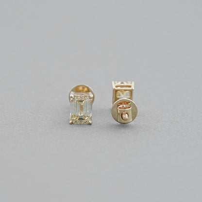 Yellow Emerald Cut Lab Diamond Stud Earrings Earrings