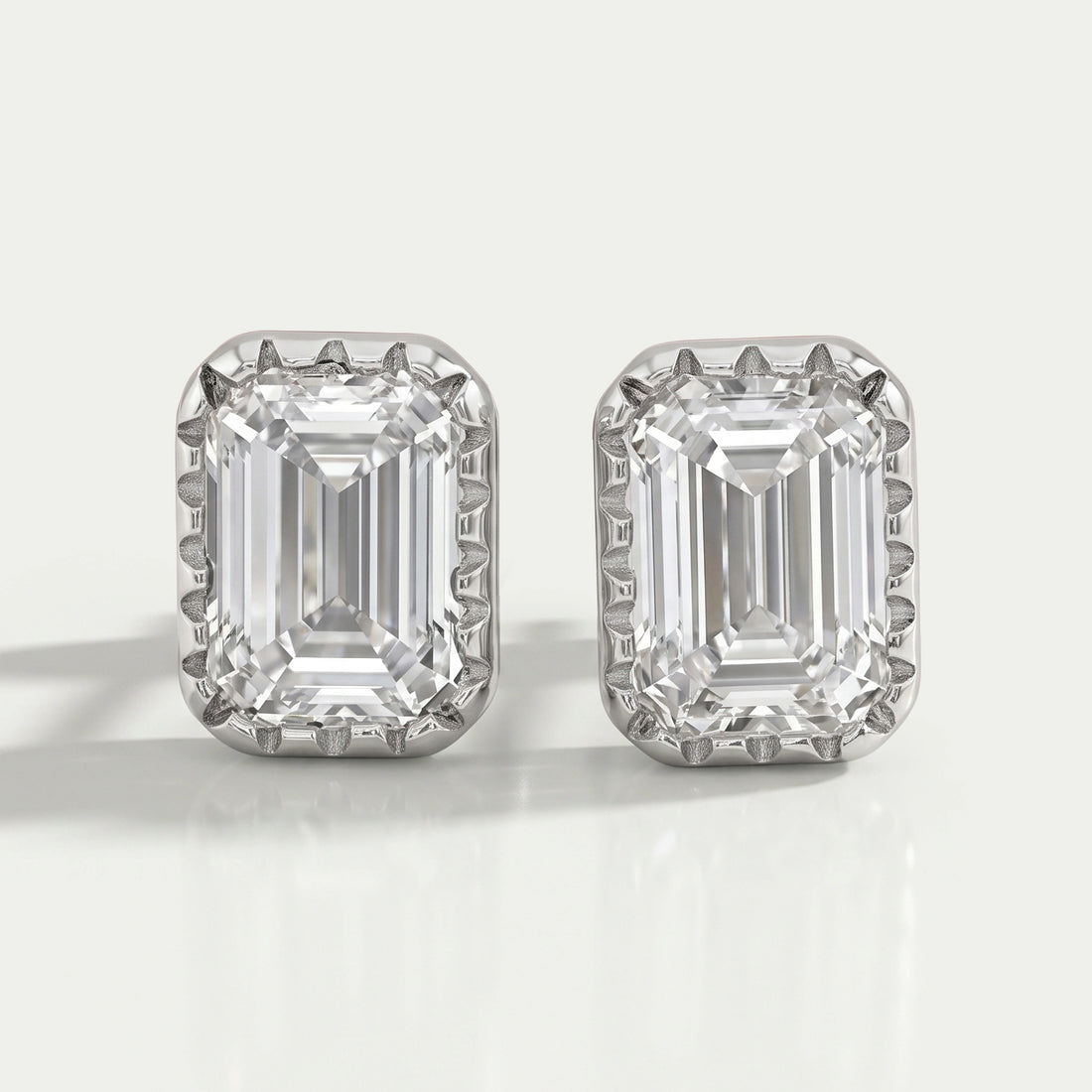 Emerald Cut Lab Diamond Milgrain Set Stud Earrings Earrings