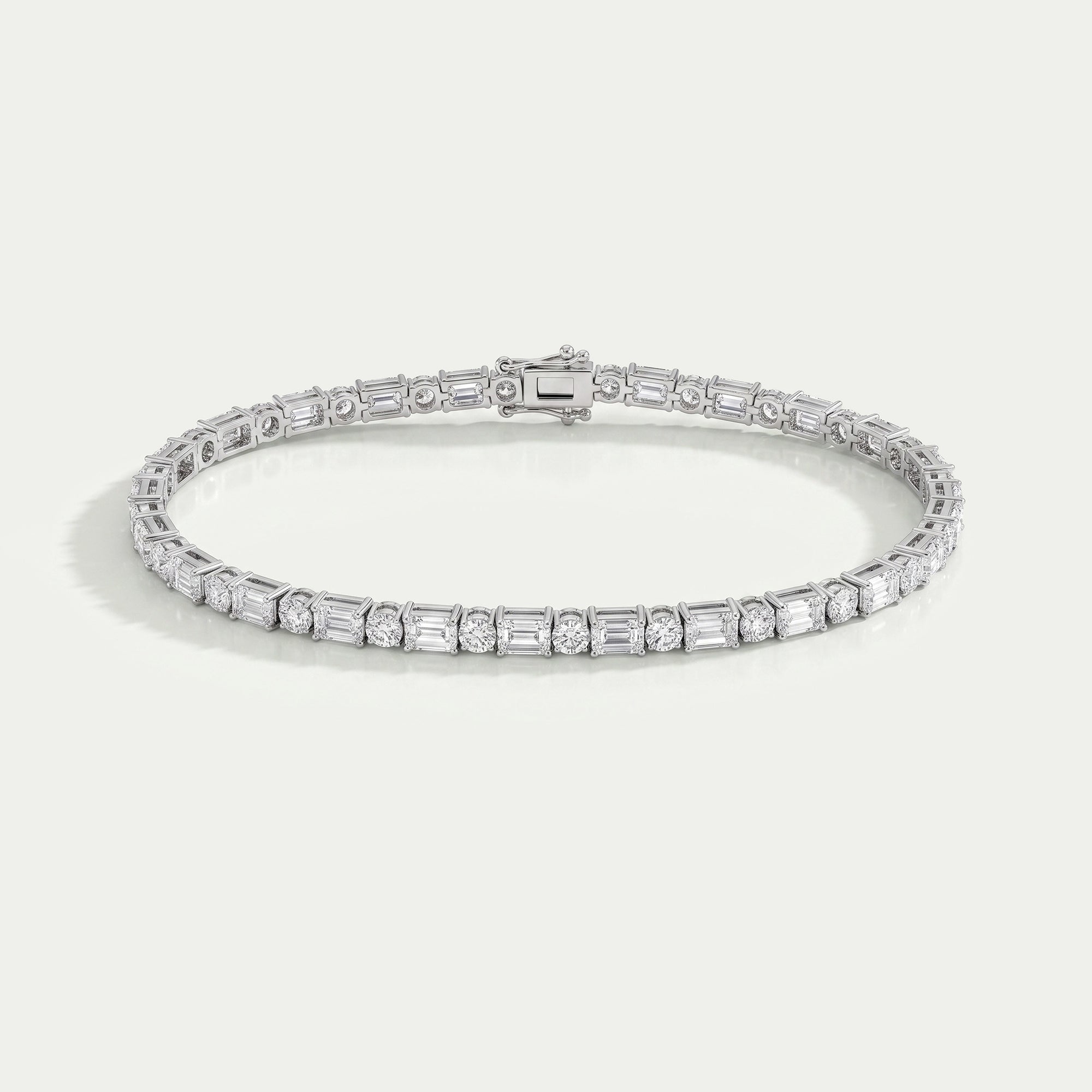 Emerald And Round Lab Diamond Tennis Bracelet