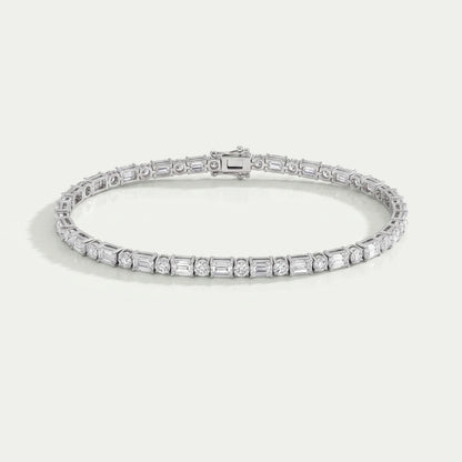 Emerald And Round Lab Diamond Tennis Bracelet