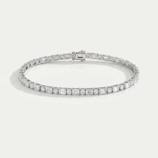 Emerald And Round Lab Diamond Tennis Bracelet