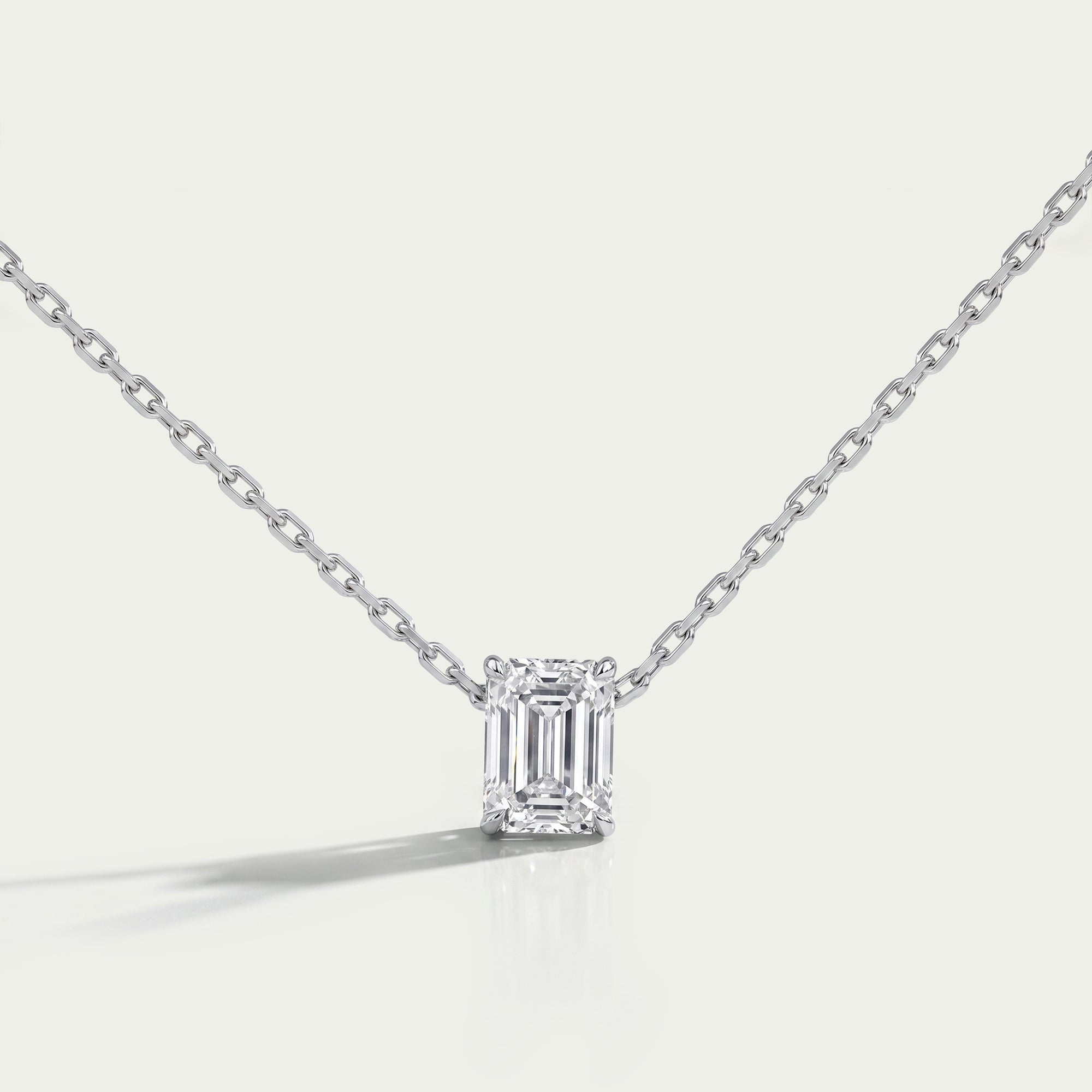 Pendentif solitaire en diamant de laboratoire taille émeraude