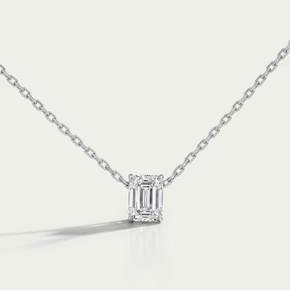 Pendentif solitaire en diamant de laboratoire taille émeraude