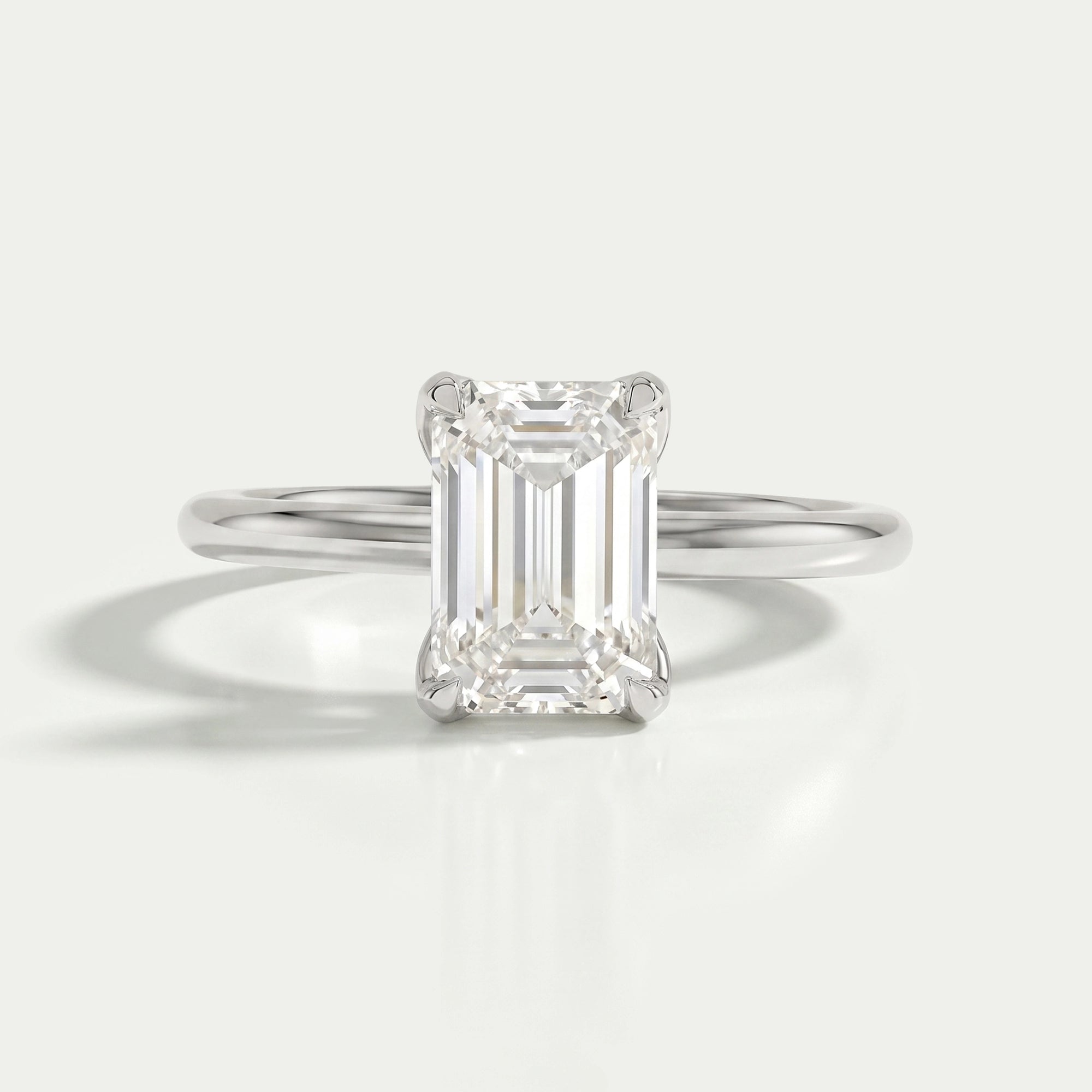 Emerald Cut Tulip Basket Set Engagement Ring Ring