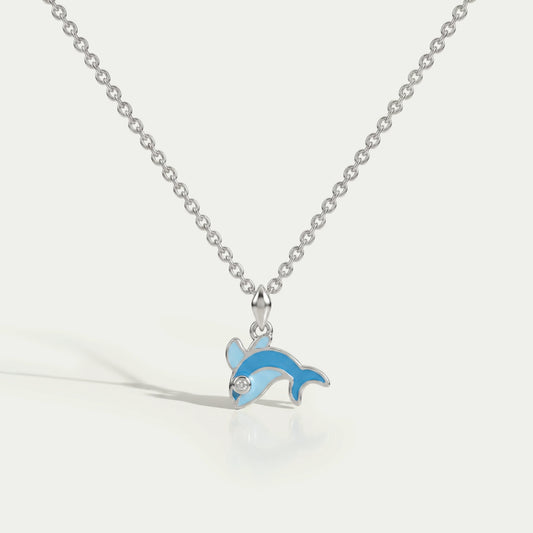 Blue Enamel Dolphin Charm Kids Pendant