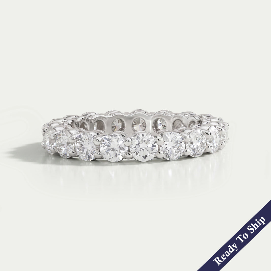 Round Lab Diamond Eternity Wedding Band Ring