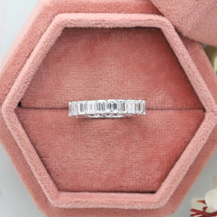 Emerald Cut Lab Grown Diamond Full Eternity Wedding Band