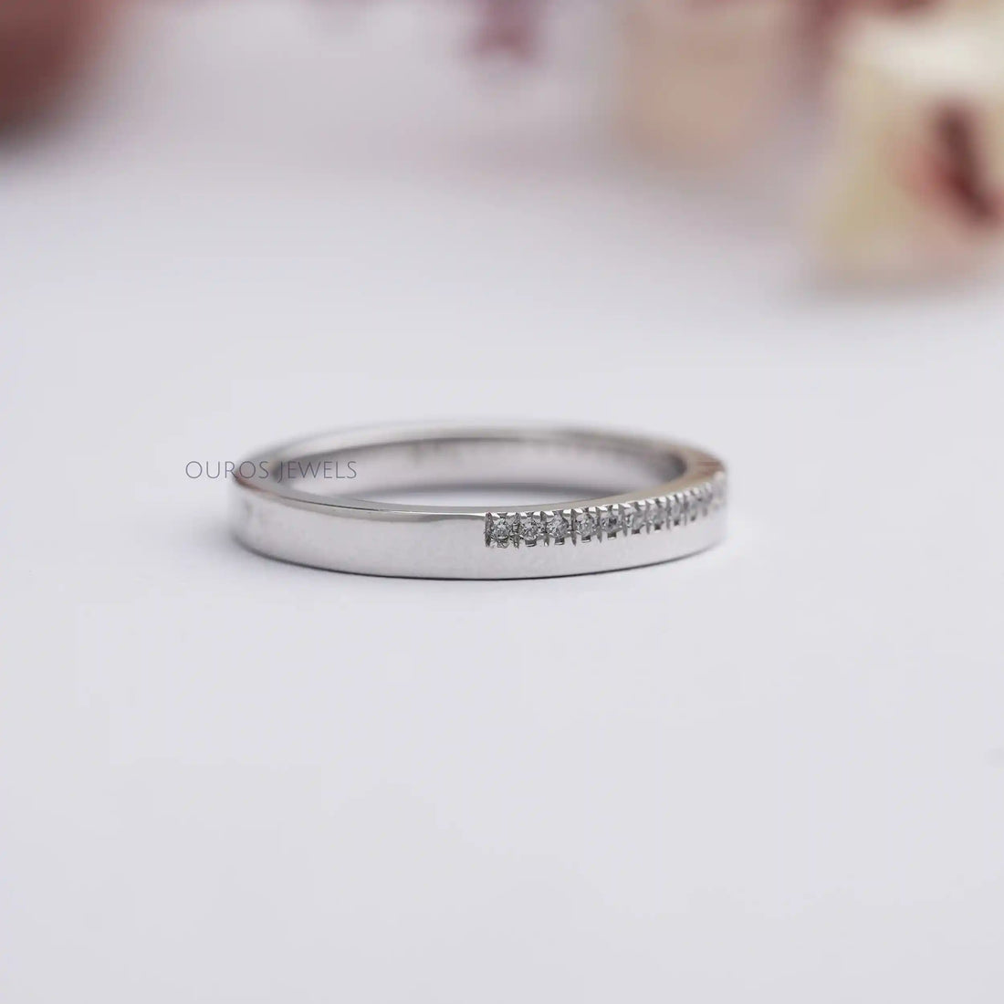 Matte Finish Round Diamond Wedding Band