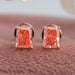front view pink radiant cut lab grown diamond stud earrings rose gold