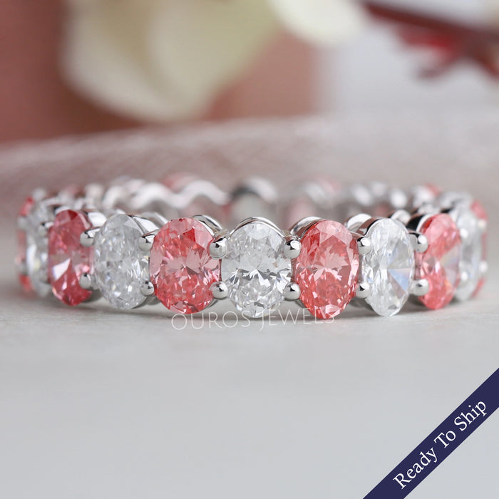 Alliance de mariage rose à taille ovale