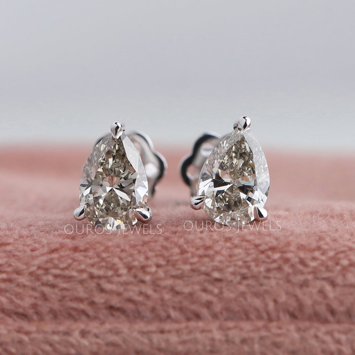 Olive Pear Diamond Stud Earrings