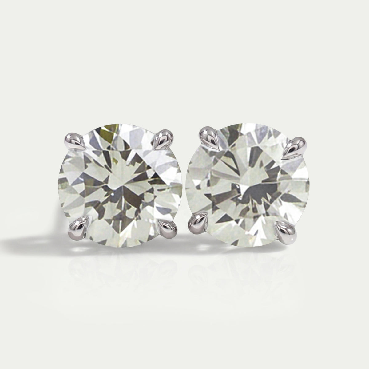 Round Shape Light Green Lab Diamond Stud Earring