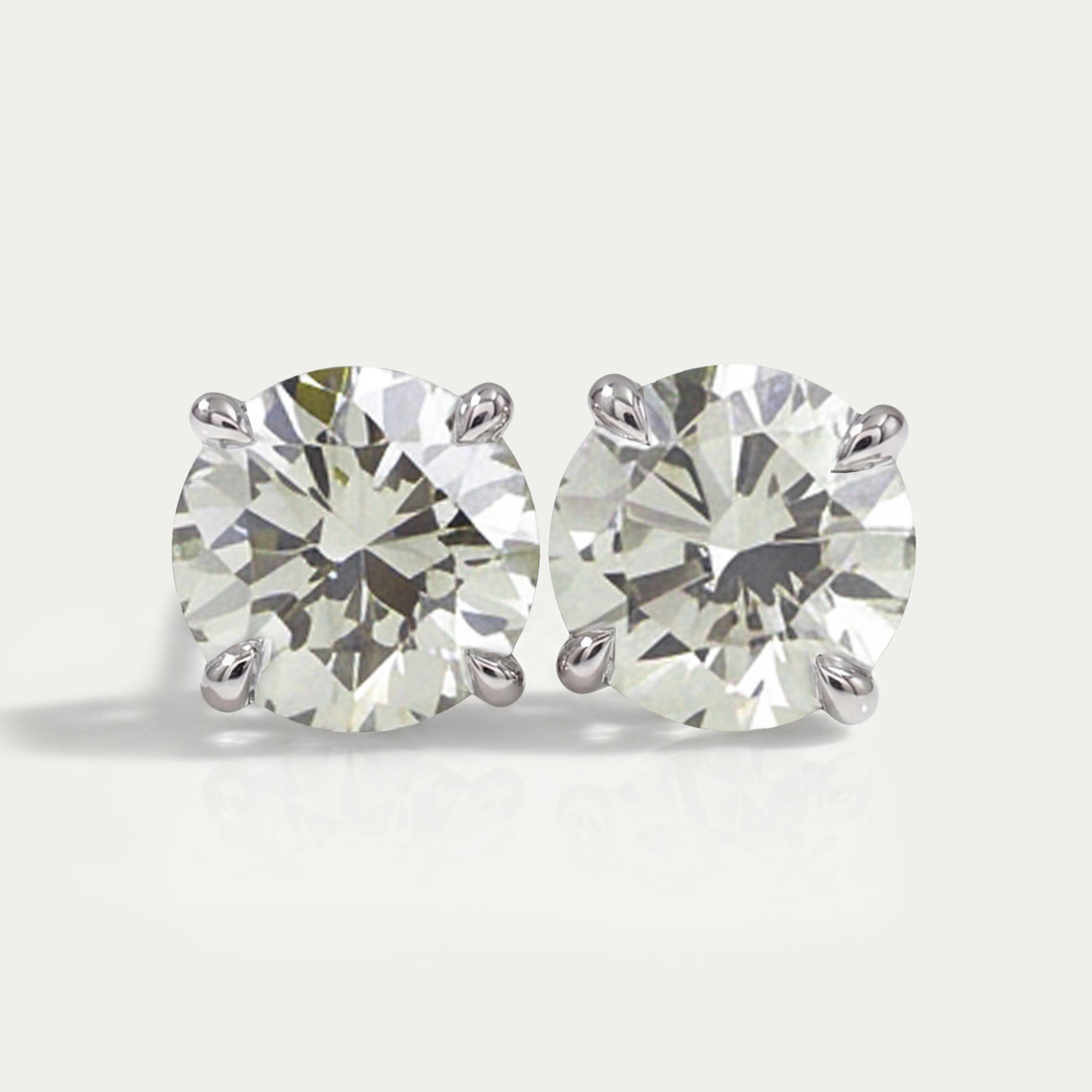 Clou d'oreille en diamant de laboratoire vert clair de forme ronde