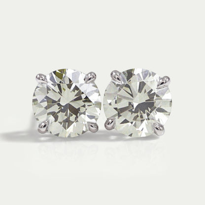 Clou d'oreille en diamant de laboratoire vert clair de forme ronde