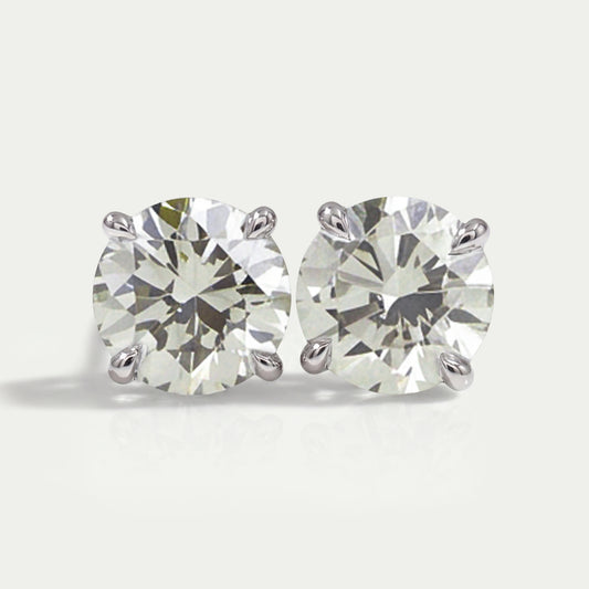 Clou d'oreille en diamant de laboratoire vert clair de forme ronde