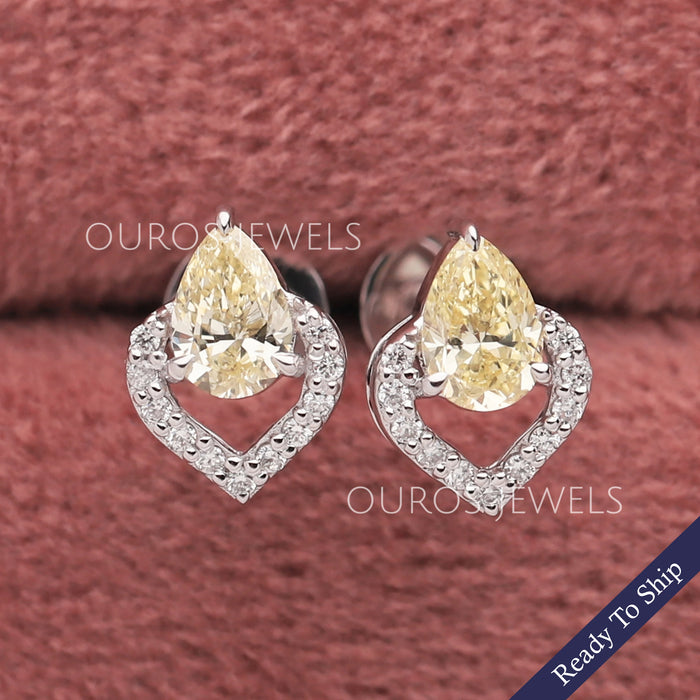 Boucles d'oreilles à tige en forme de poire jaune