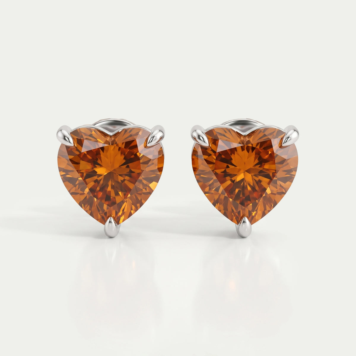 Red Heart Diamond  Solitaire Stud  Earrings