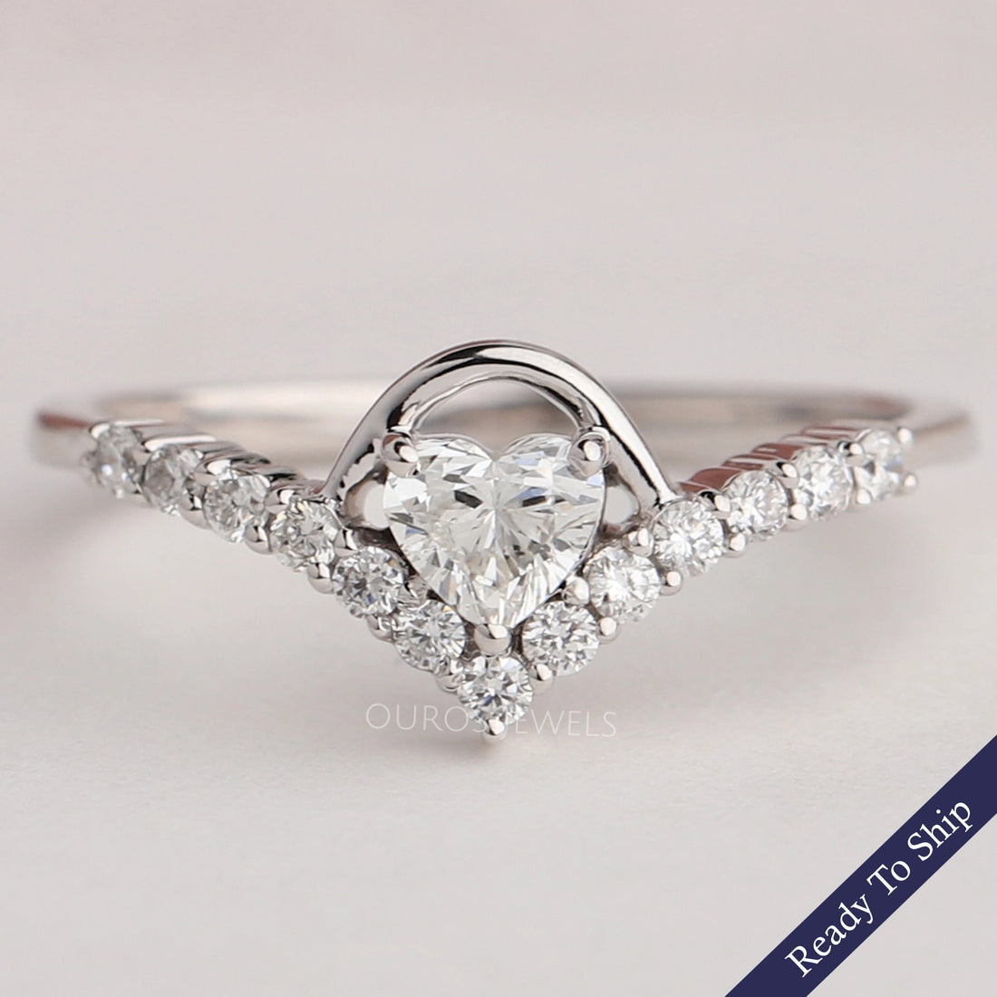Heart Cut Lab Diamond Curved Ring