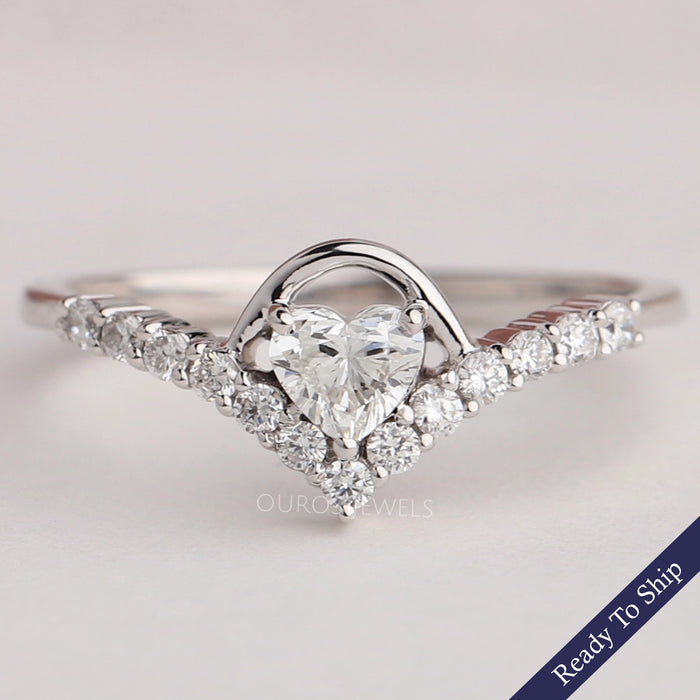 Heart Cut  Lab Diamond Curved Ring
