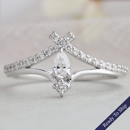 Pear Diamond Enhancer Curved Style Ring