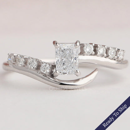 Radiant Cut Accent Diamond Wedding Ring