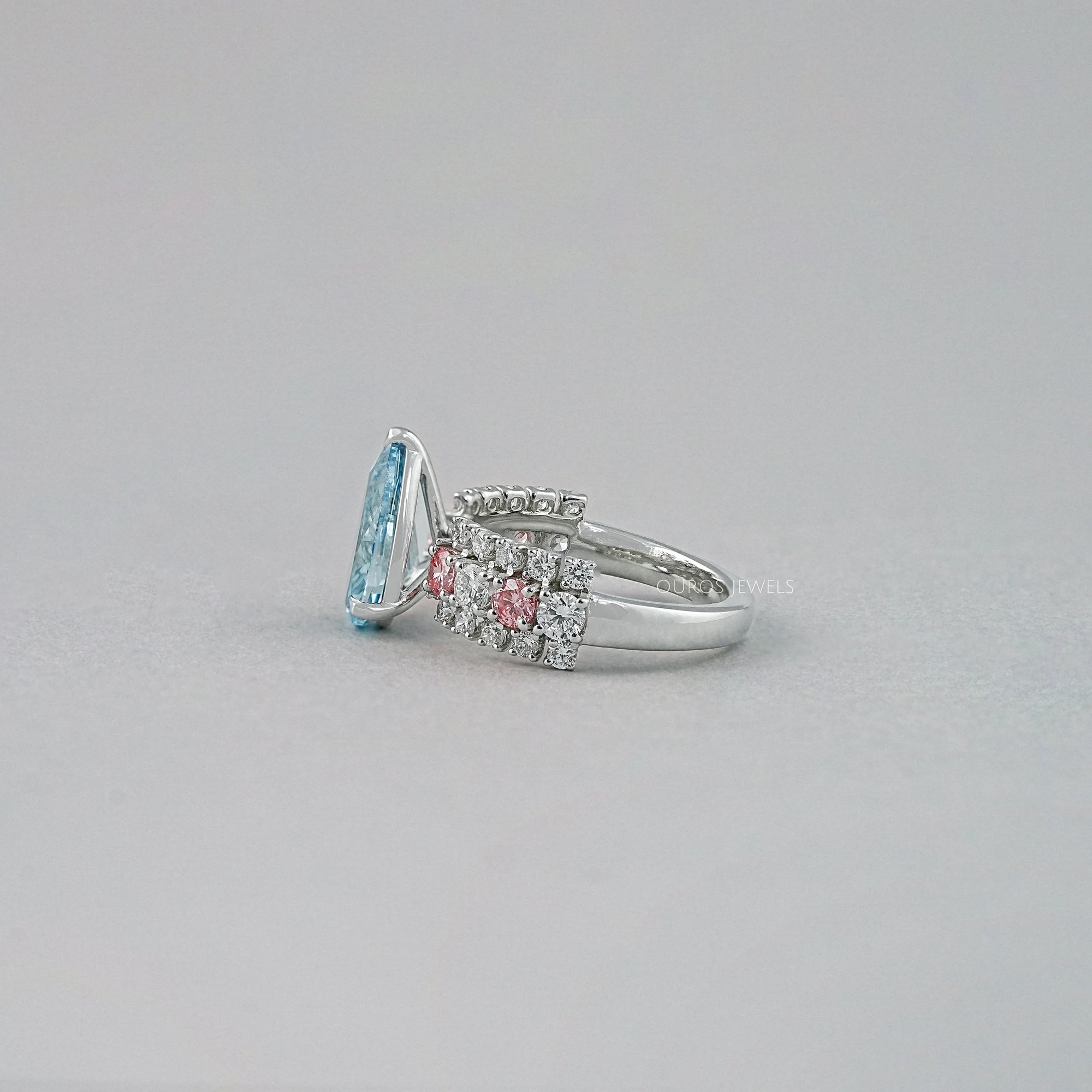 Fancy Blue Pear Lab Diamond Accent Cocktail Ring Ring