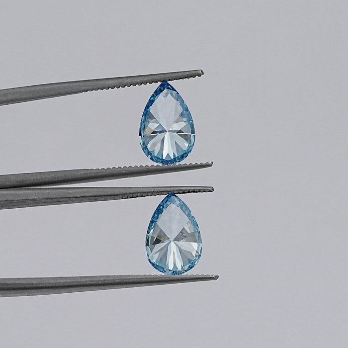 Fancy Vivid Blue Pear Lab Diamond Matching Pair