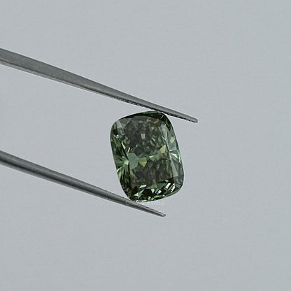 Fancy Deep Green Cushion Lab Diamond Loose