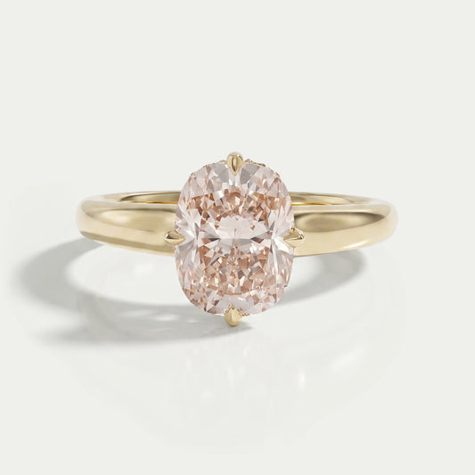 Fancy Intense Pink Cushion Cut Hidden Halo Ring Ring