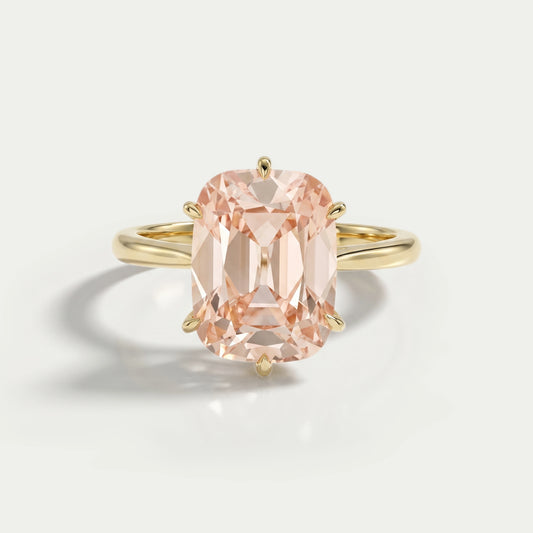 Fancy Intense Pink Old Mine Cushion Cut Solitaire Ring