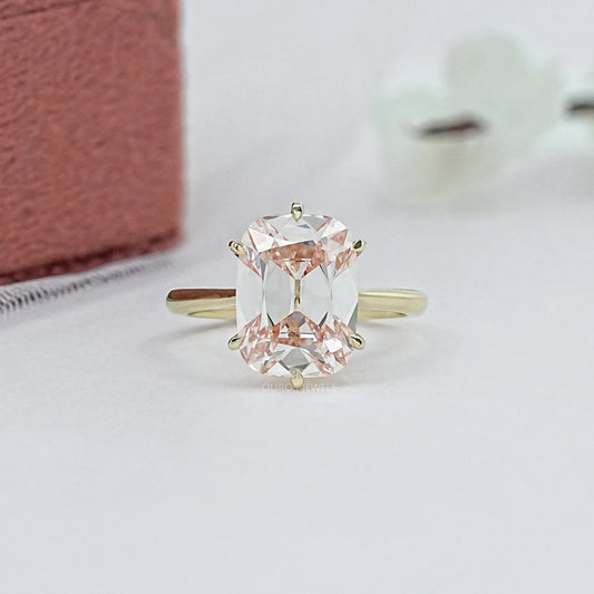 Fancy Intense Pink Old Mine Cushion Cut Solitaire Ring Ring