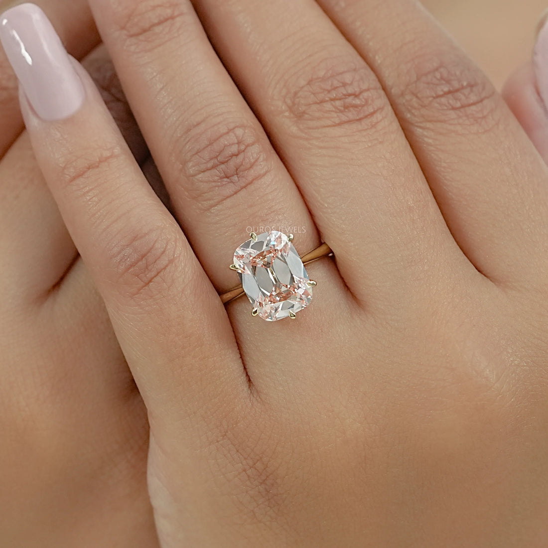 Fancy Intense Pink Old Mine Cushion Cut Solitaire Ring Ring