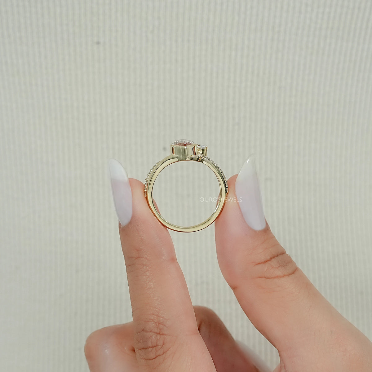 Fancy Vivid Pink Marquise Diamond Accent Bypass Ring