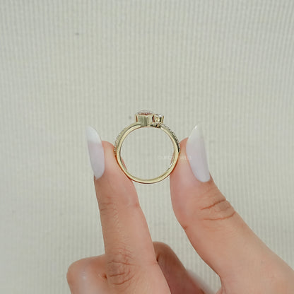Fancy Vivid Pink Marquise Diamond Accent Bypass Ring