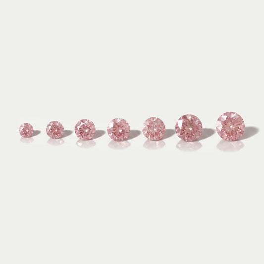 Diamant de laboratoire taille ronde rose fantaisie en vrac