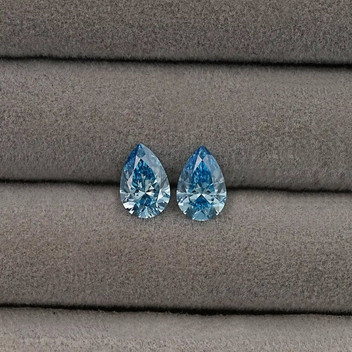 Fancy Vivid Blue Pear Lab Diamond Matching Pair
