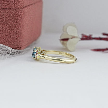 East West Marquise Lab Diamond Hidden Halo Ring Ring