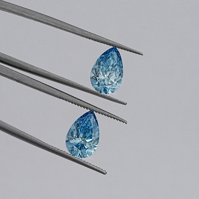 Fancy Vivid Blue Pear Lab Diamond Matching Pair