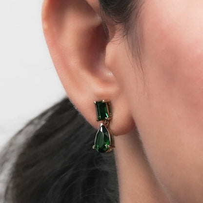Green Gem Drop Earrings